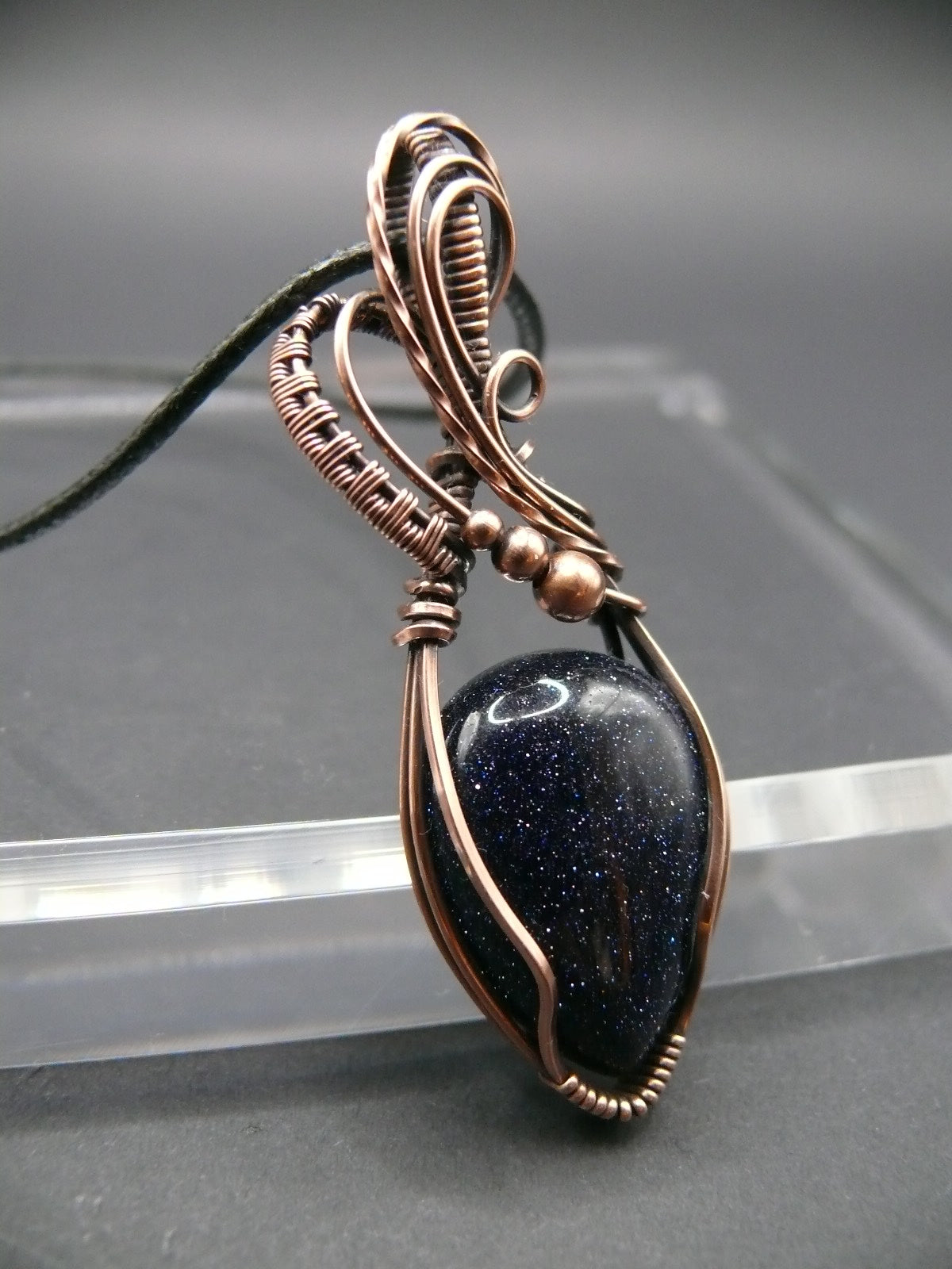 Blue sandstone gemstone pendant handmade