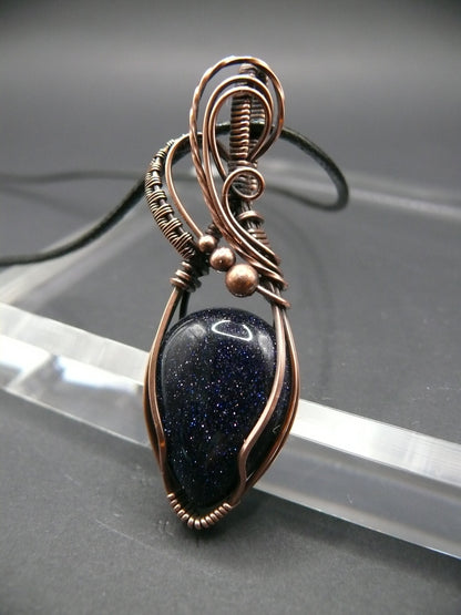 Blue sandstone gemstone pendant handmade