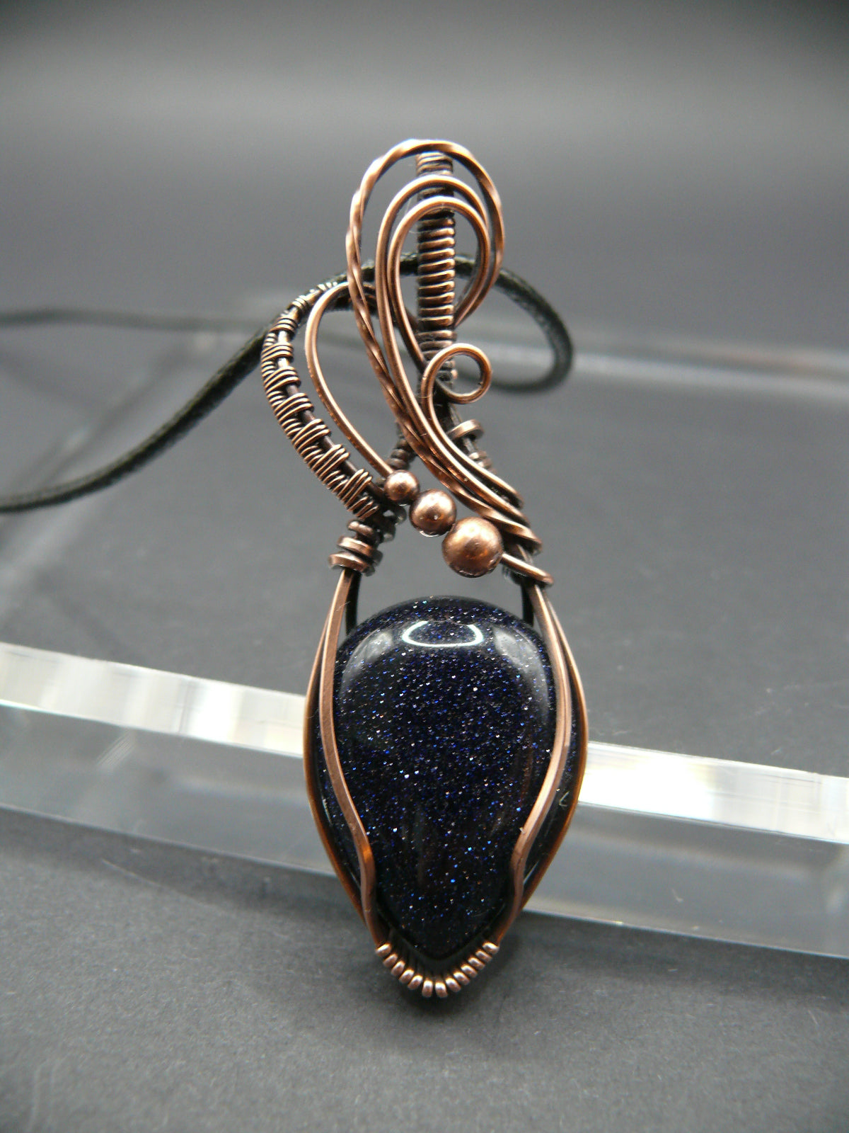 Blue sandstone gemstone pendant handmade