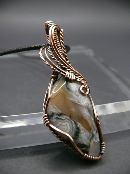 Ocean jasper gemstone pendant wire wrapped in copper