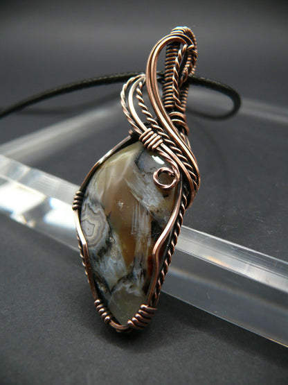 Ocean jasper gemstone pendant wire wrapped in copper