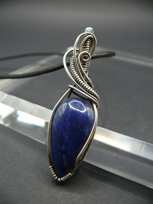 Sterling silver wire wrapped sodalite pendant