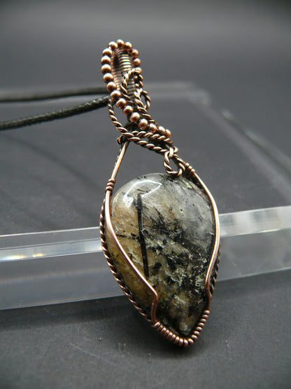 Wire wrapped rutilated jasper pendant