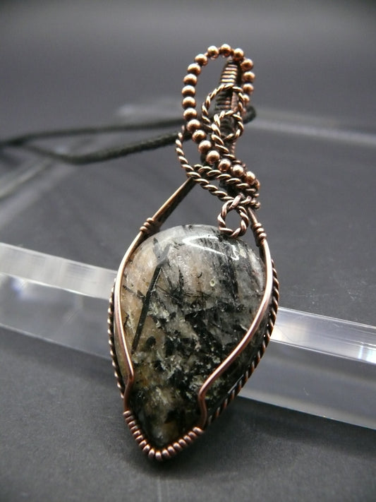 Wire wrapped rutilated jasper pendant