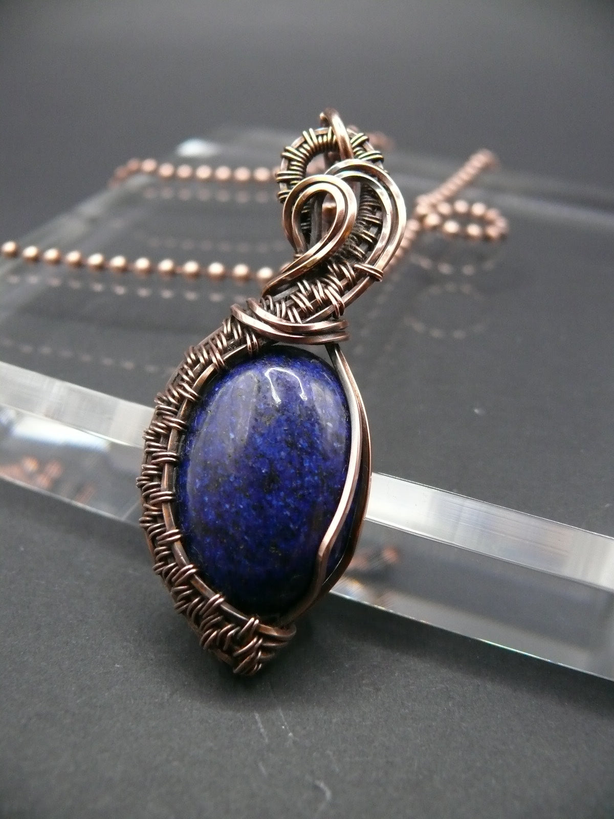 Wire wrapped blue Lapis Lazuli pendant