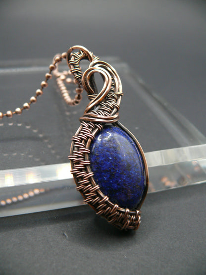 Wire wrapped blue Lapis Lazuli pendant