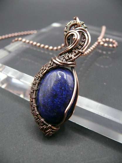 Wire wrapped blue Lapis Lazuli pendant