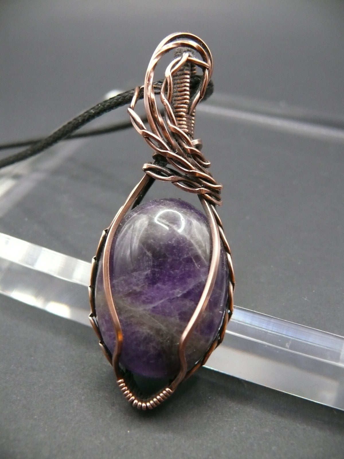 Artisan amethyst gemstone copper pendant