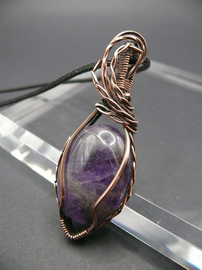 Artisan amethyst gemstone copper pendant