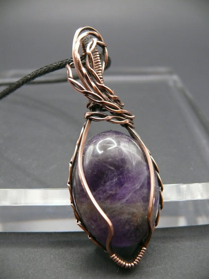 Artisan amethyst gemstone copper pendant