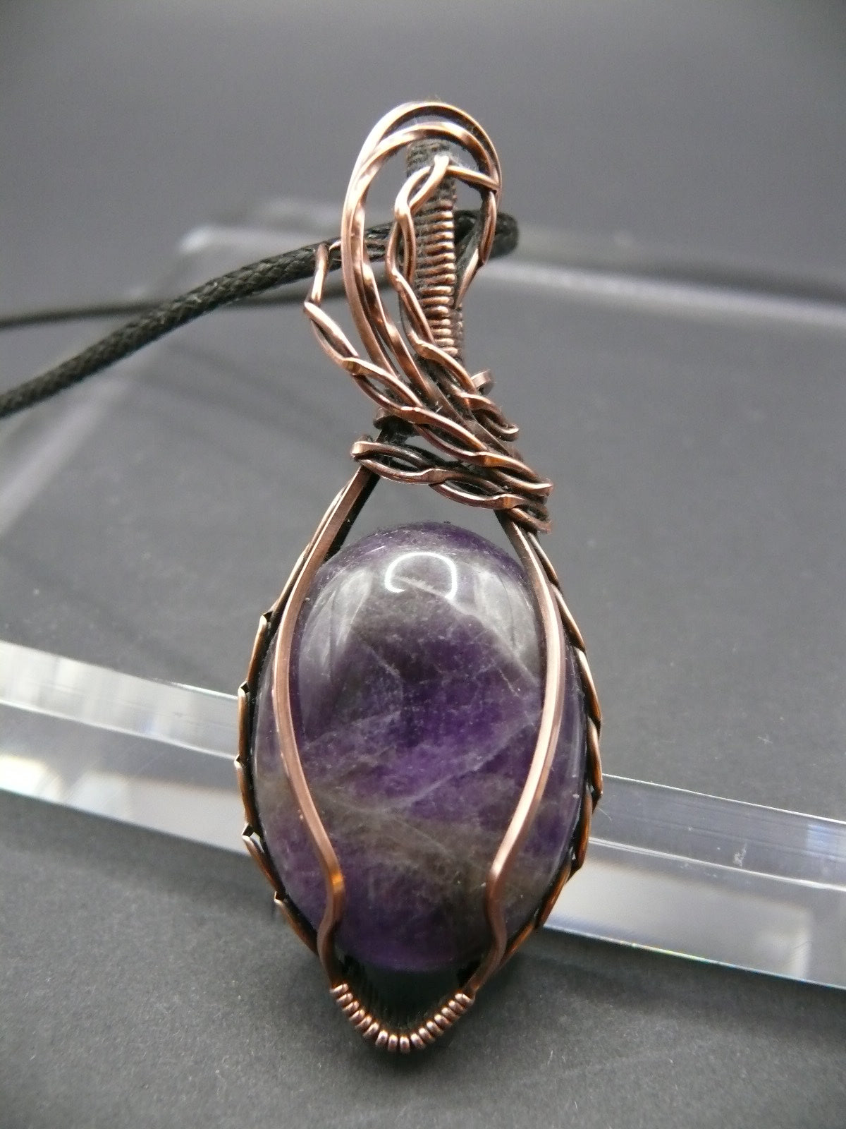 Artisan amethyst gemstone copper pendant