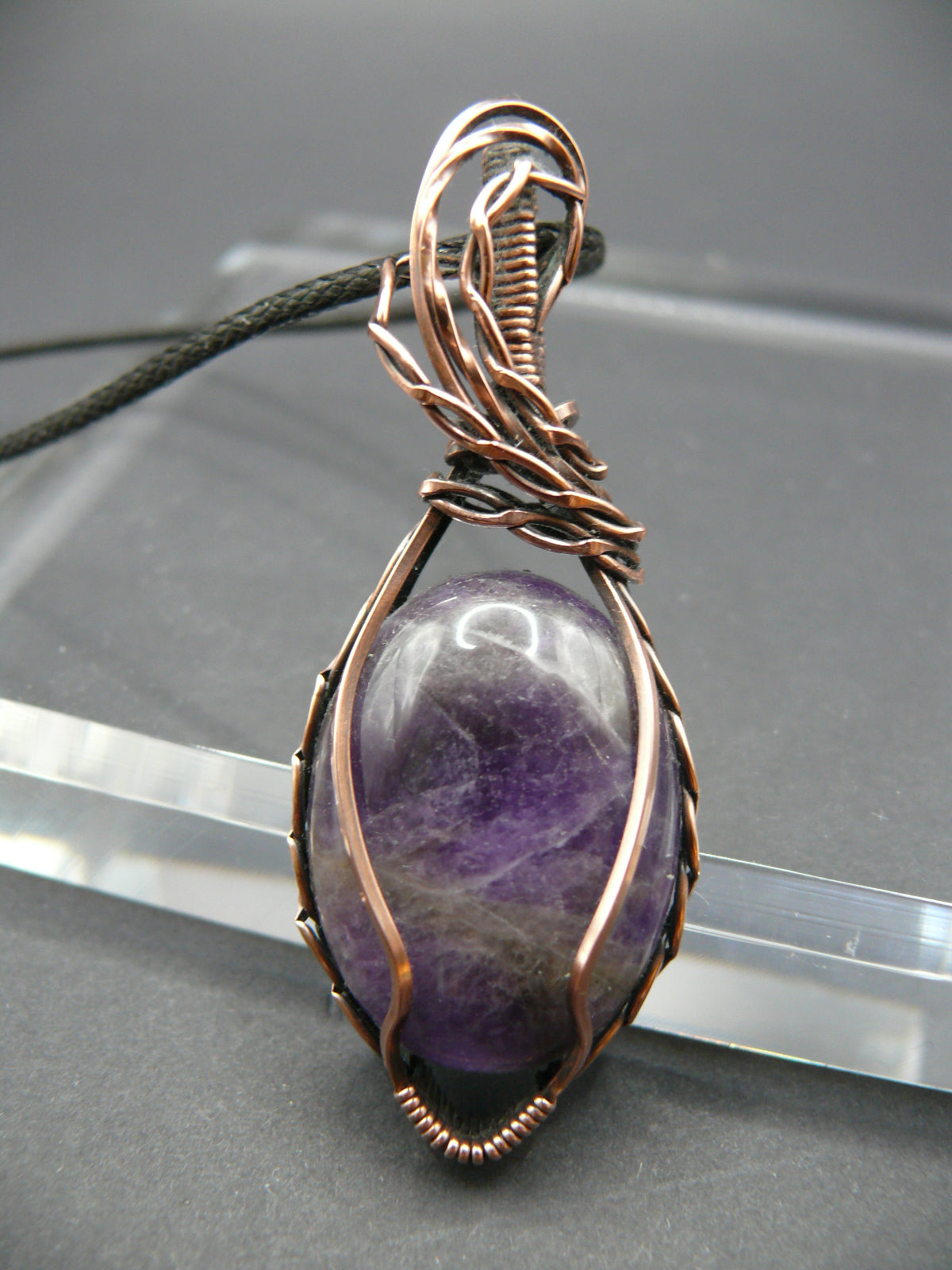 Artisan amethyst gemstone copper pendant