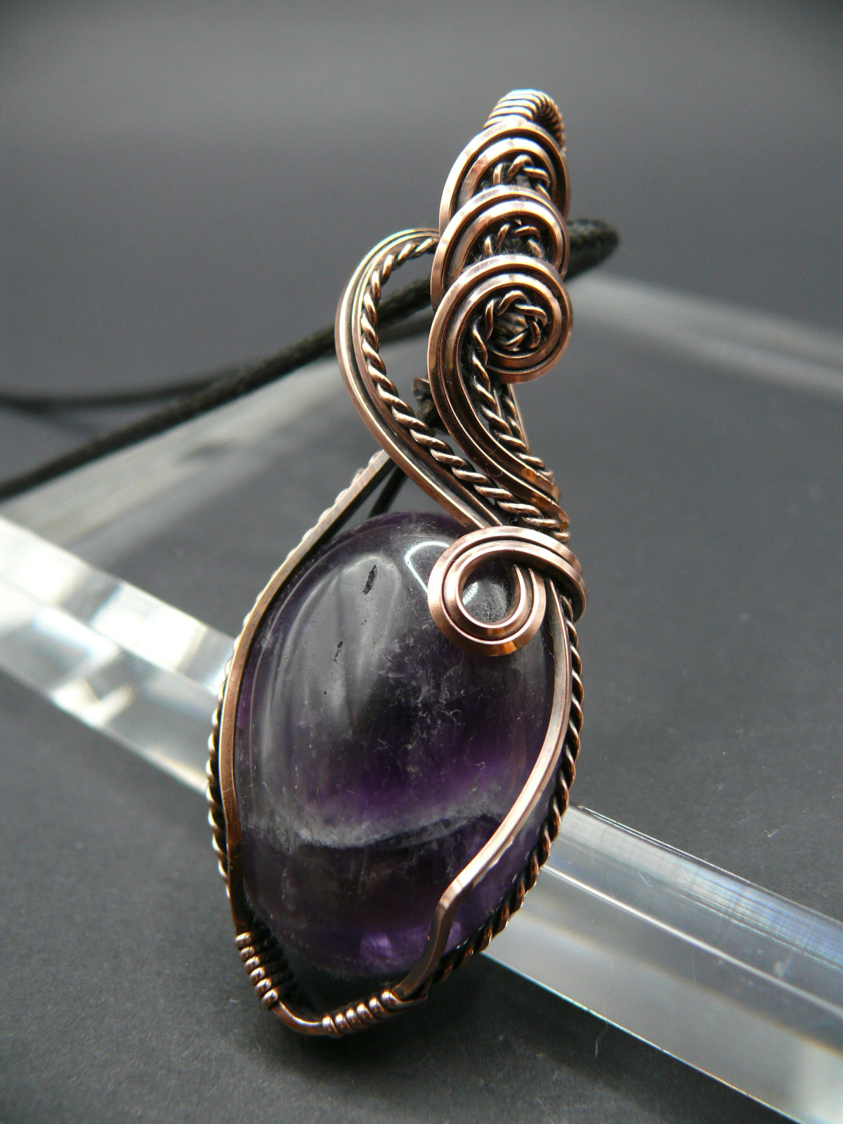 Dark purple amethyst gemstone statement necklace