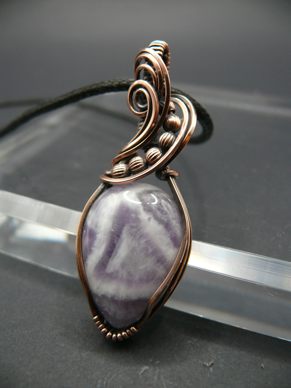 Wire wrapped lace amethyst pendant