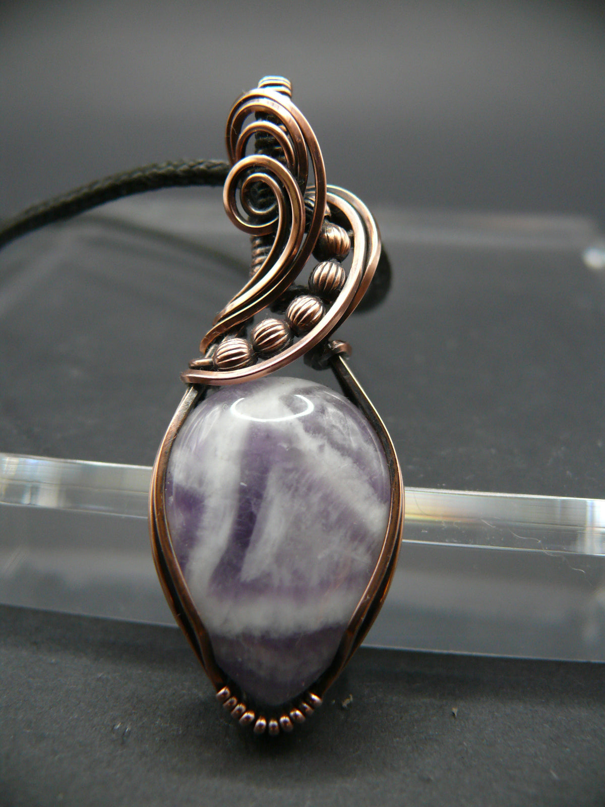 Wire wrapped lace amethyst pendant