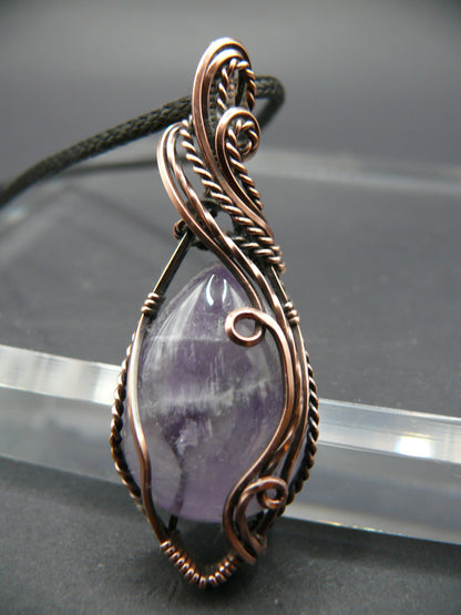 Elegant amethyst gemstone pendant in antiqued copper