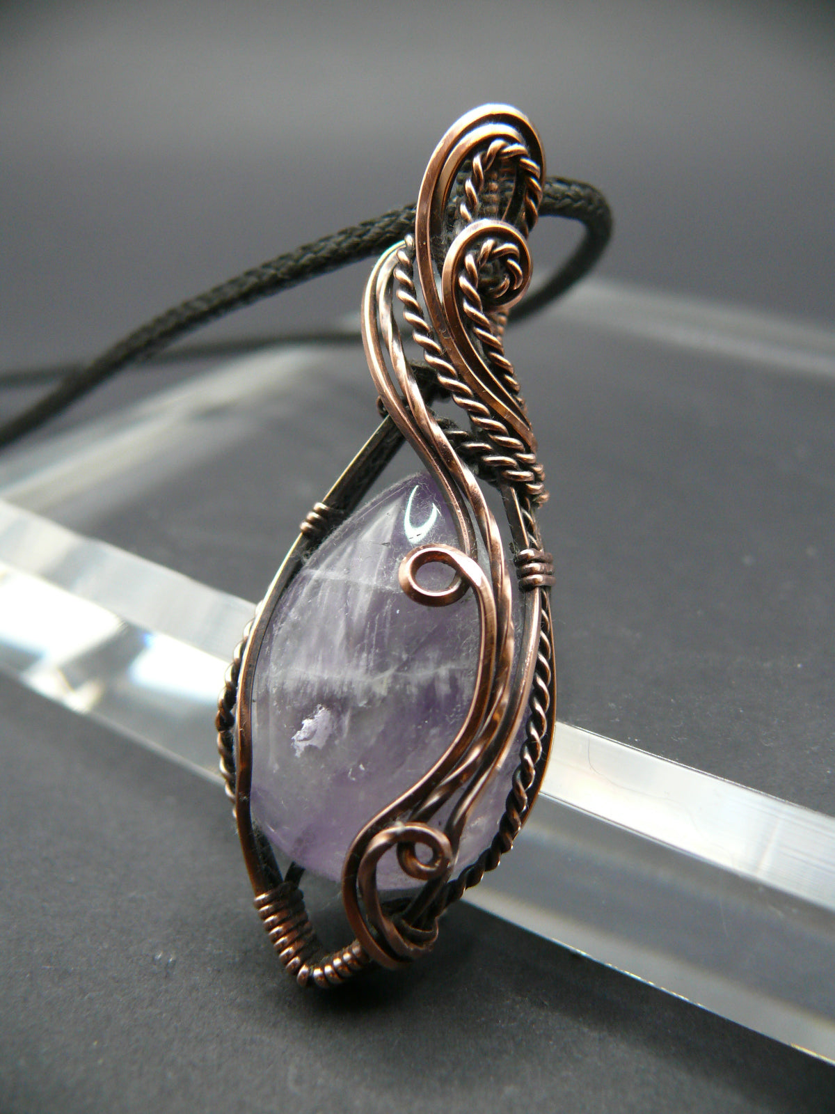 Elegant amethyst gemstone pendant in antiqued copper