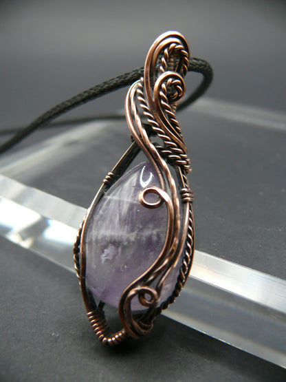 Elegant amethyst gemstone pendant in antiqued copper