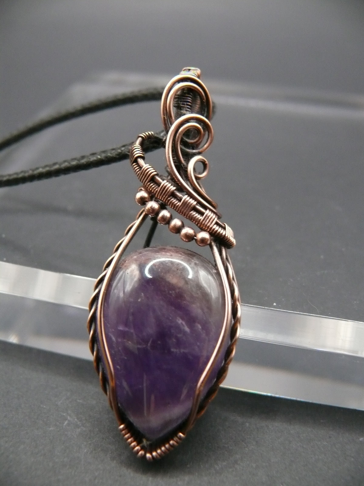 Handcrafted amethyst gemstone copper wire necklace