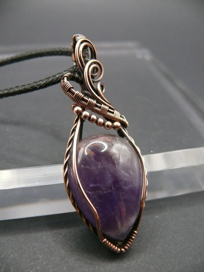 Handcrafted amethyst gemstone copper wire necklace