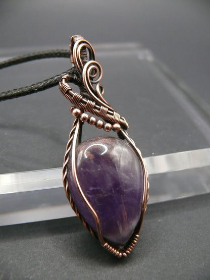 Handcrafted amethyst gemstone copper wire necklace