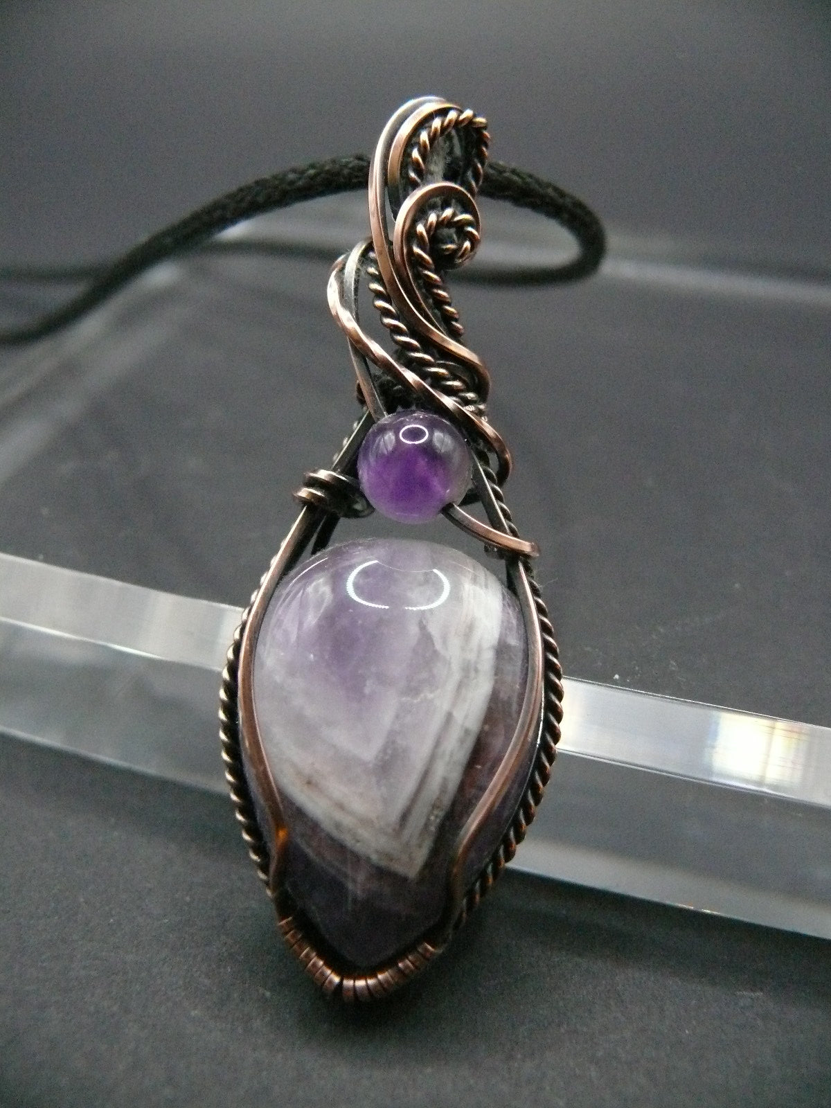 Wire wrapped amethyst pendant