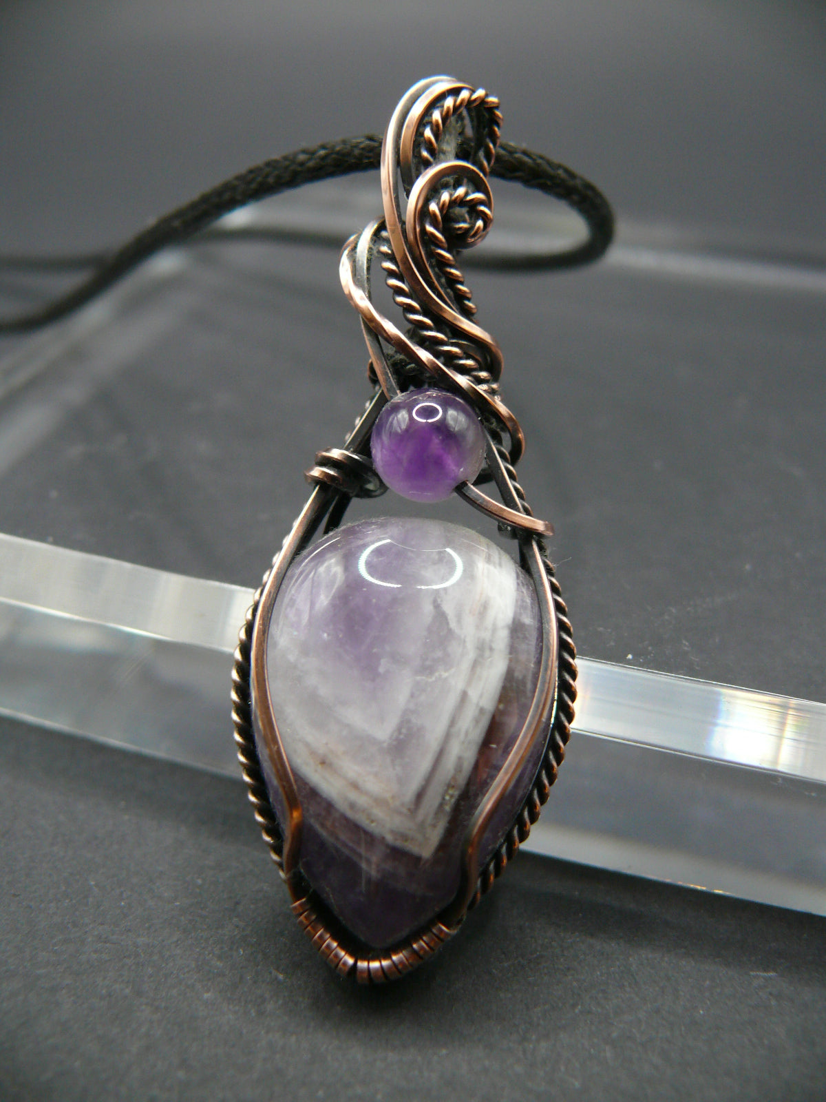 Wire wrapped amethyst pendant