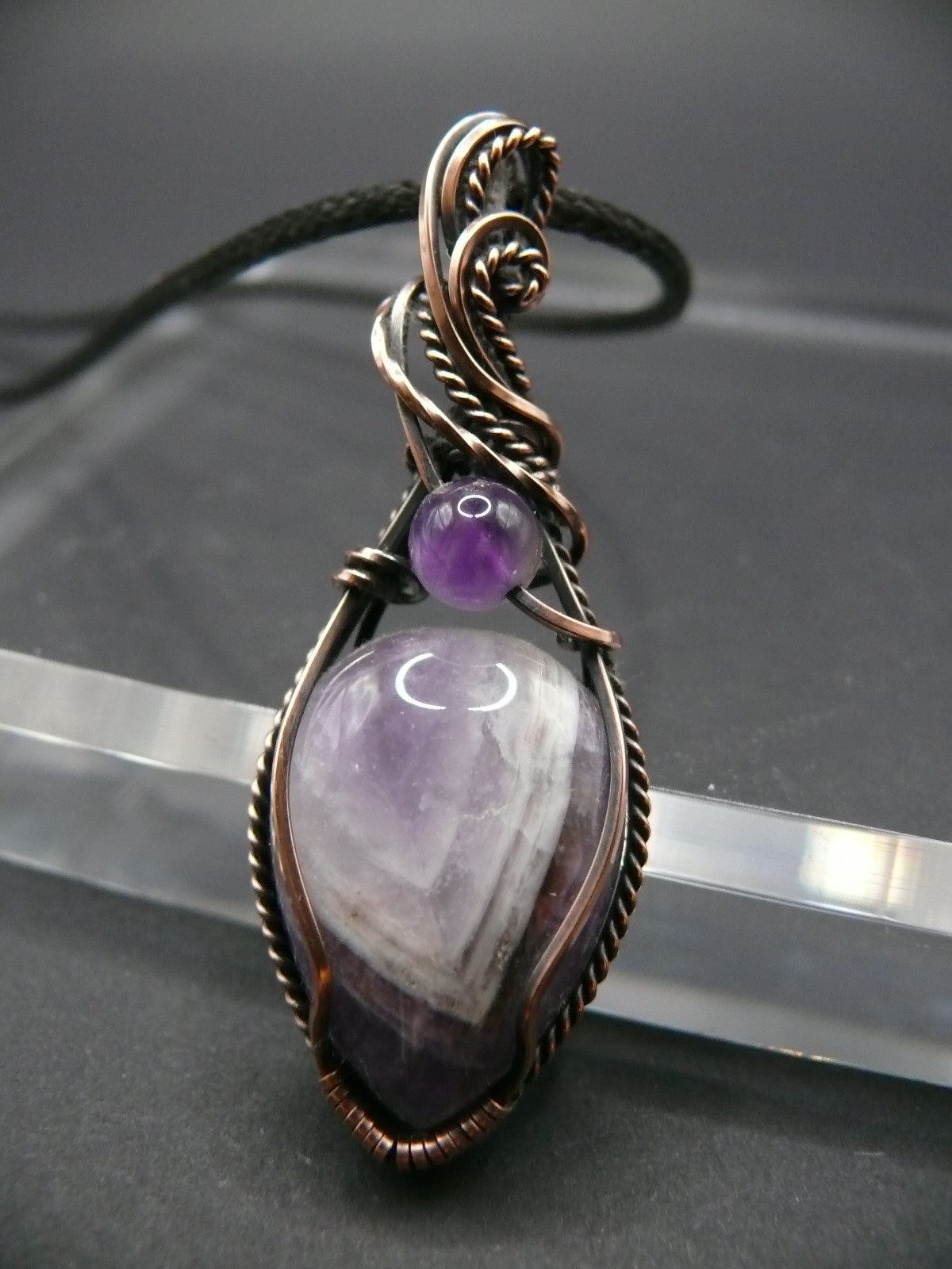 Wire wrapped amethyst pendant