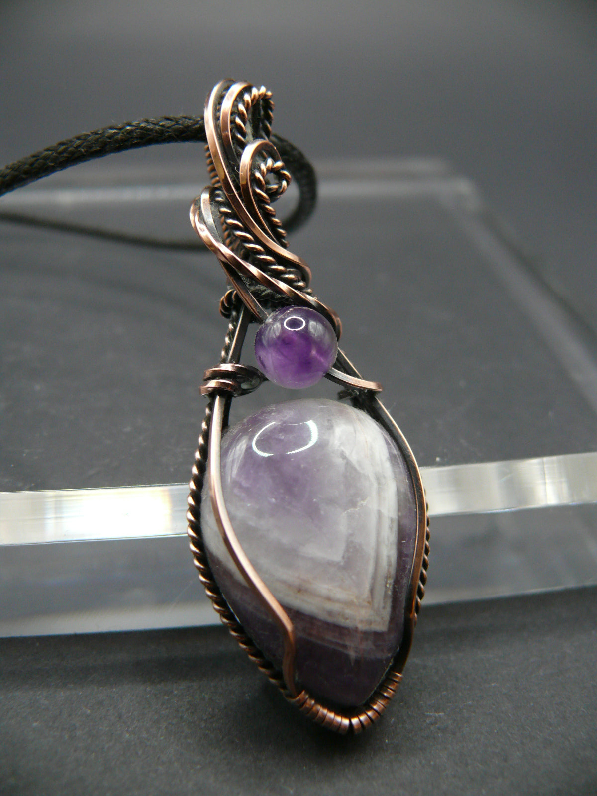 Wire wrapped amethyst pendant