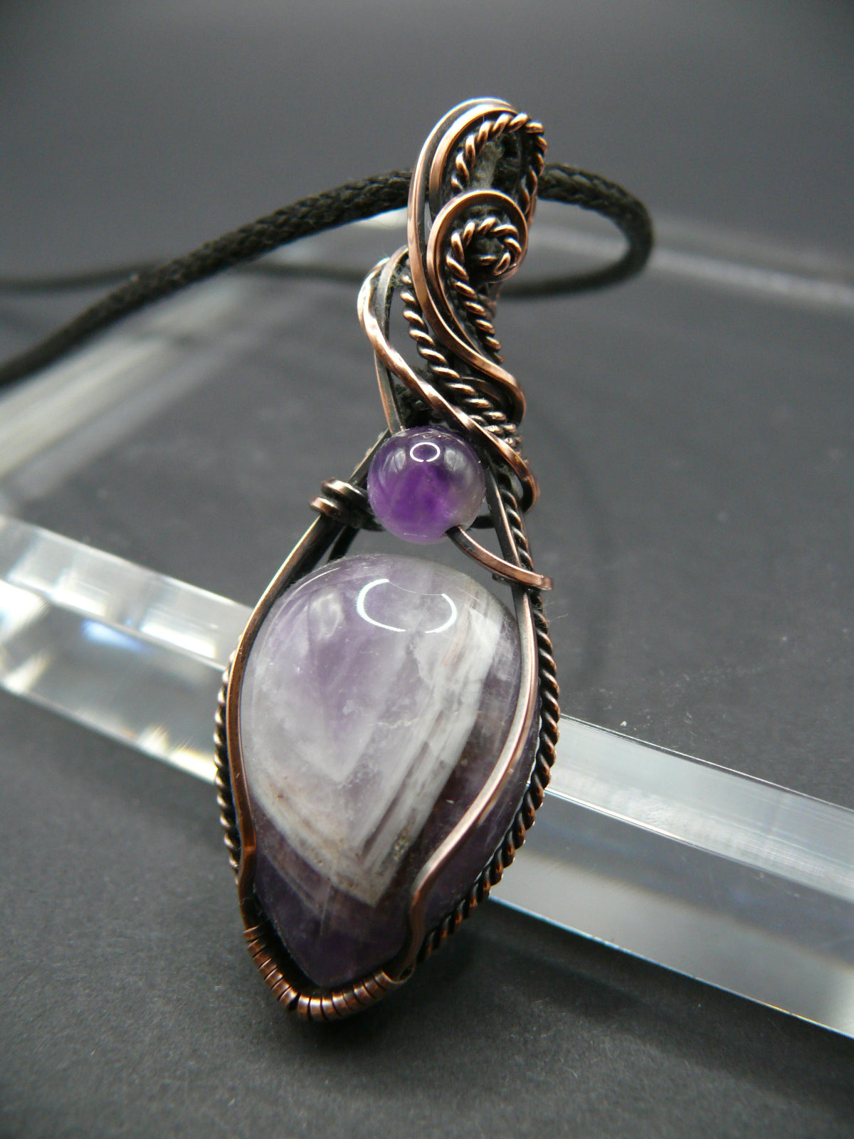 Wire wrapped amethyst pendant