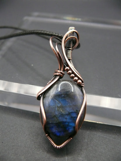 Wire wrapped blue Labradorite pendant