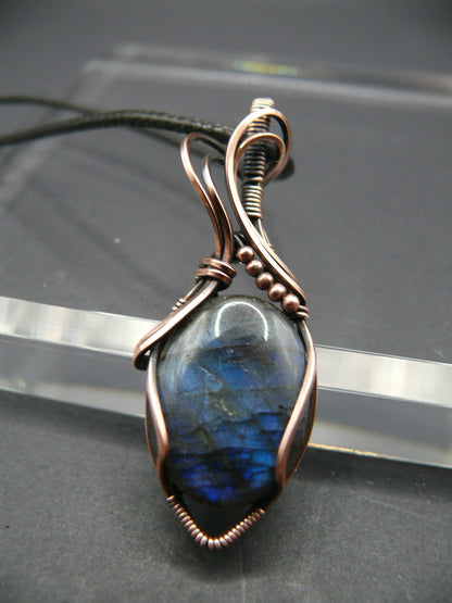 Wire wrapped blue Labradorite pendant