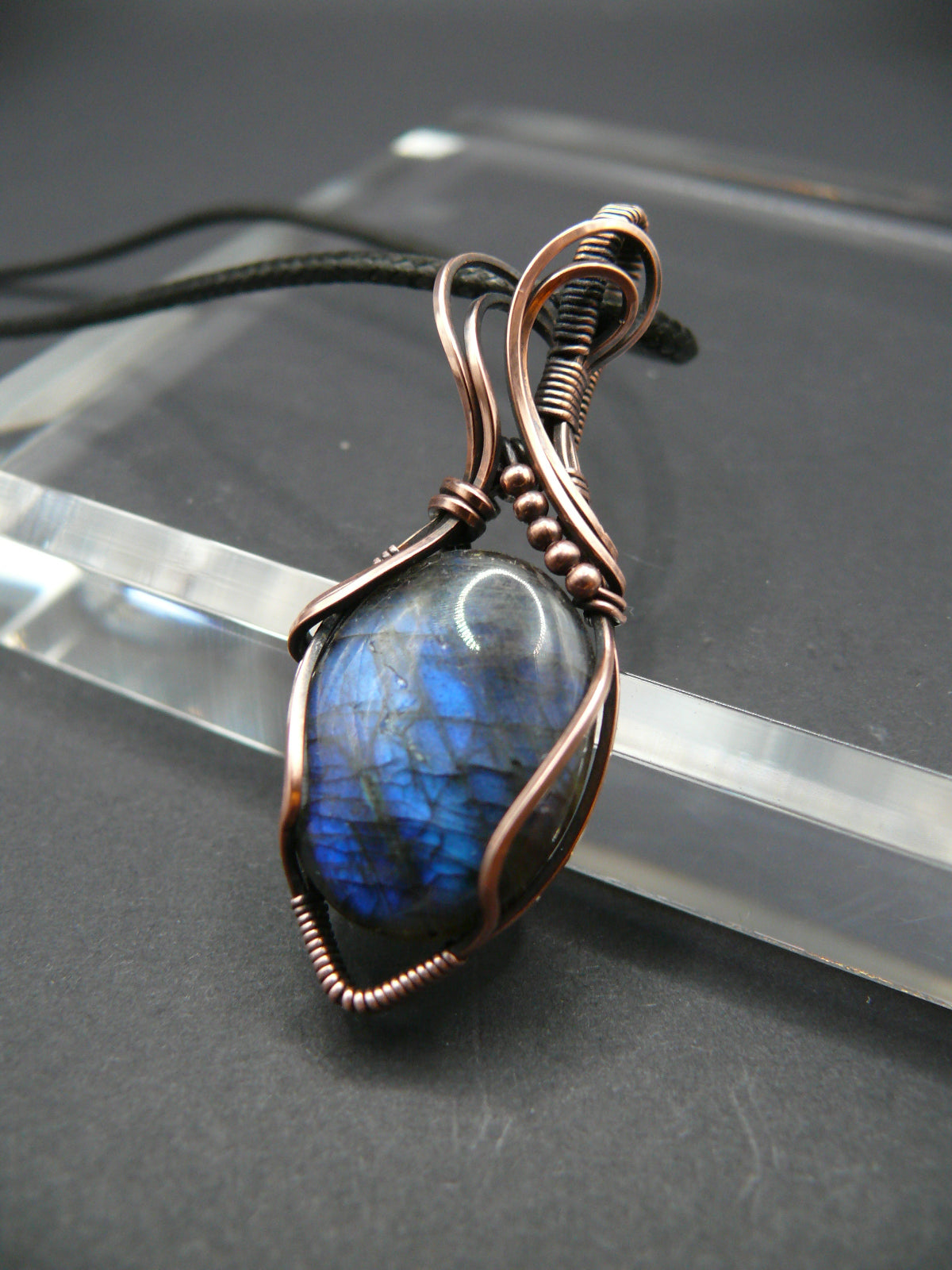 Wire wrapped blue Labradorite pendant