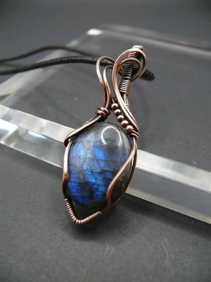 Wire wrapped blue Labradorite pendant