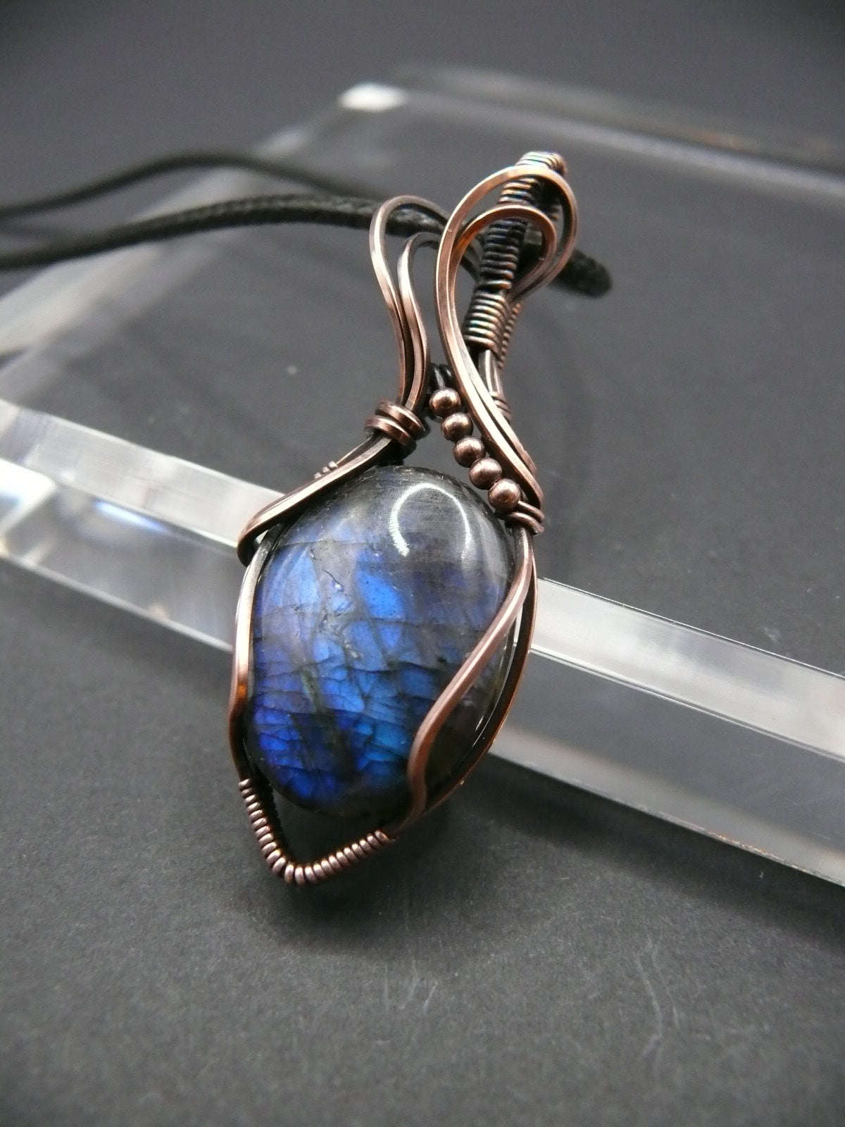 Wire wrapped blue Labradorite pendant