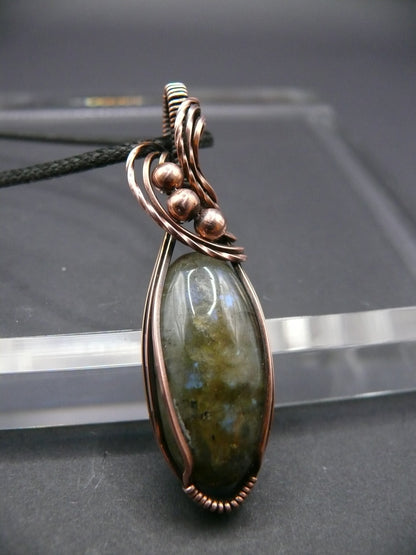 Handmade wire wrapped boho style labradorite pendant