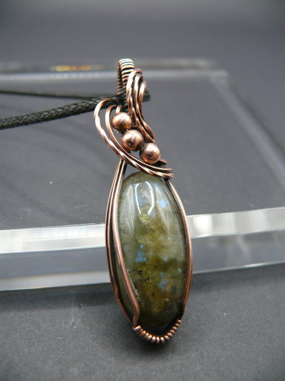 Handmade wire wrapped boho style labradorite pendant