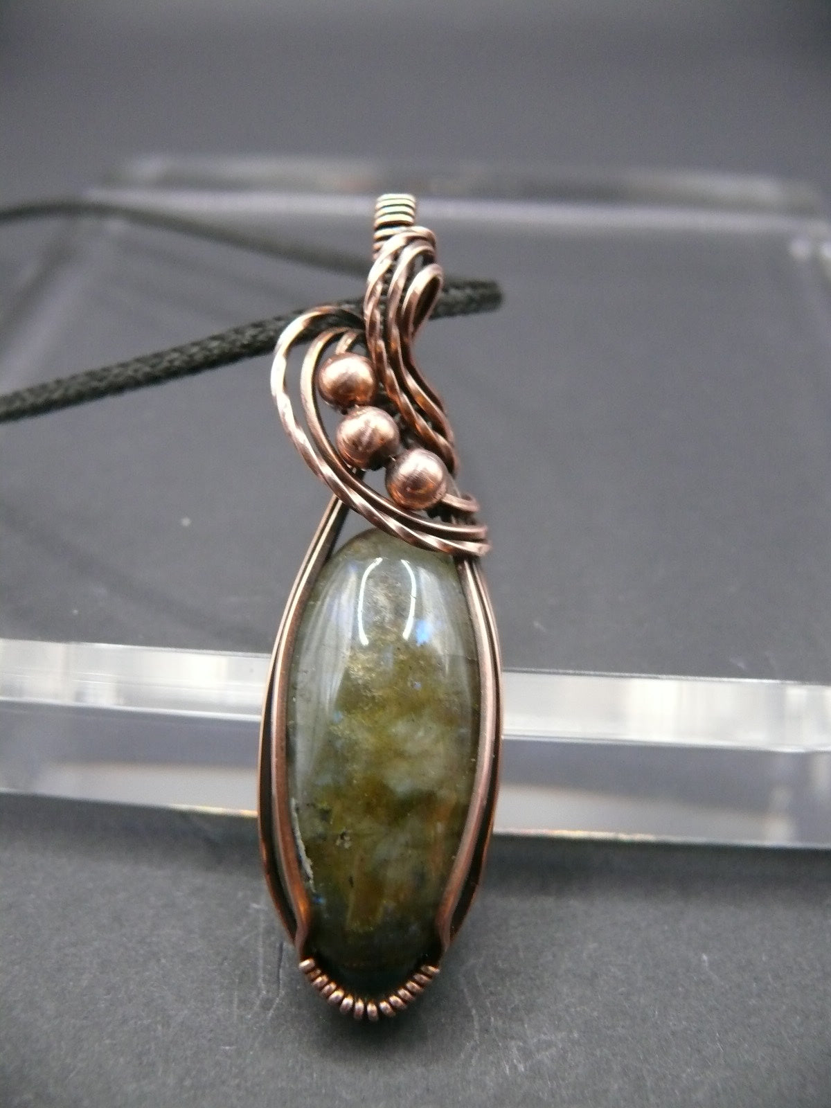 Handmade wire wrapped boho style labradorite pendant