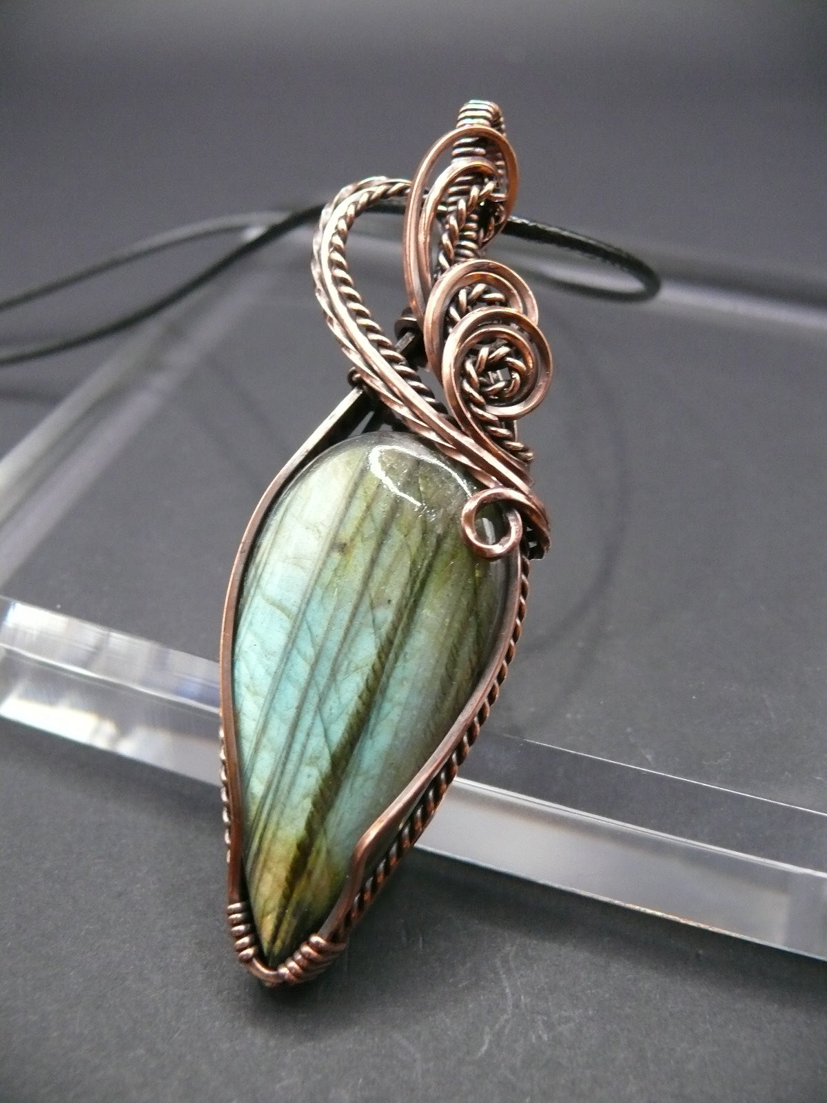 Wire wrapped large Labradorite gemstone pendant