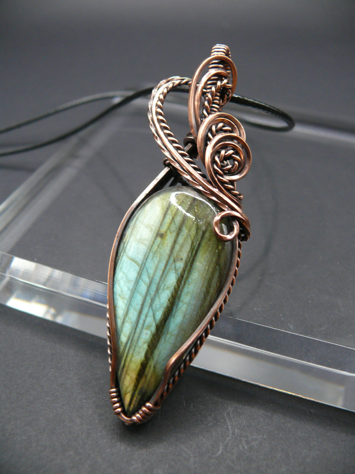 Wire wrapped large Labradorite gemstone pendant