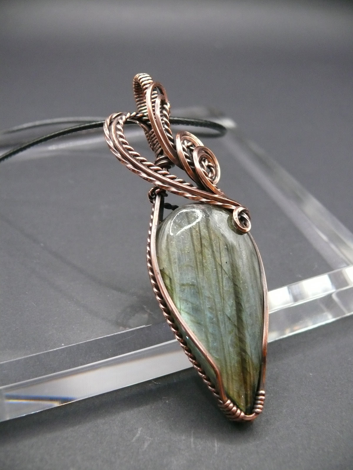 Wire wrapped large Labradorite gemstone pendant