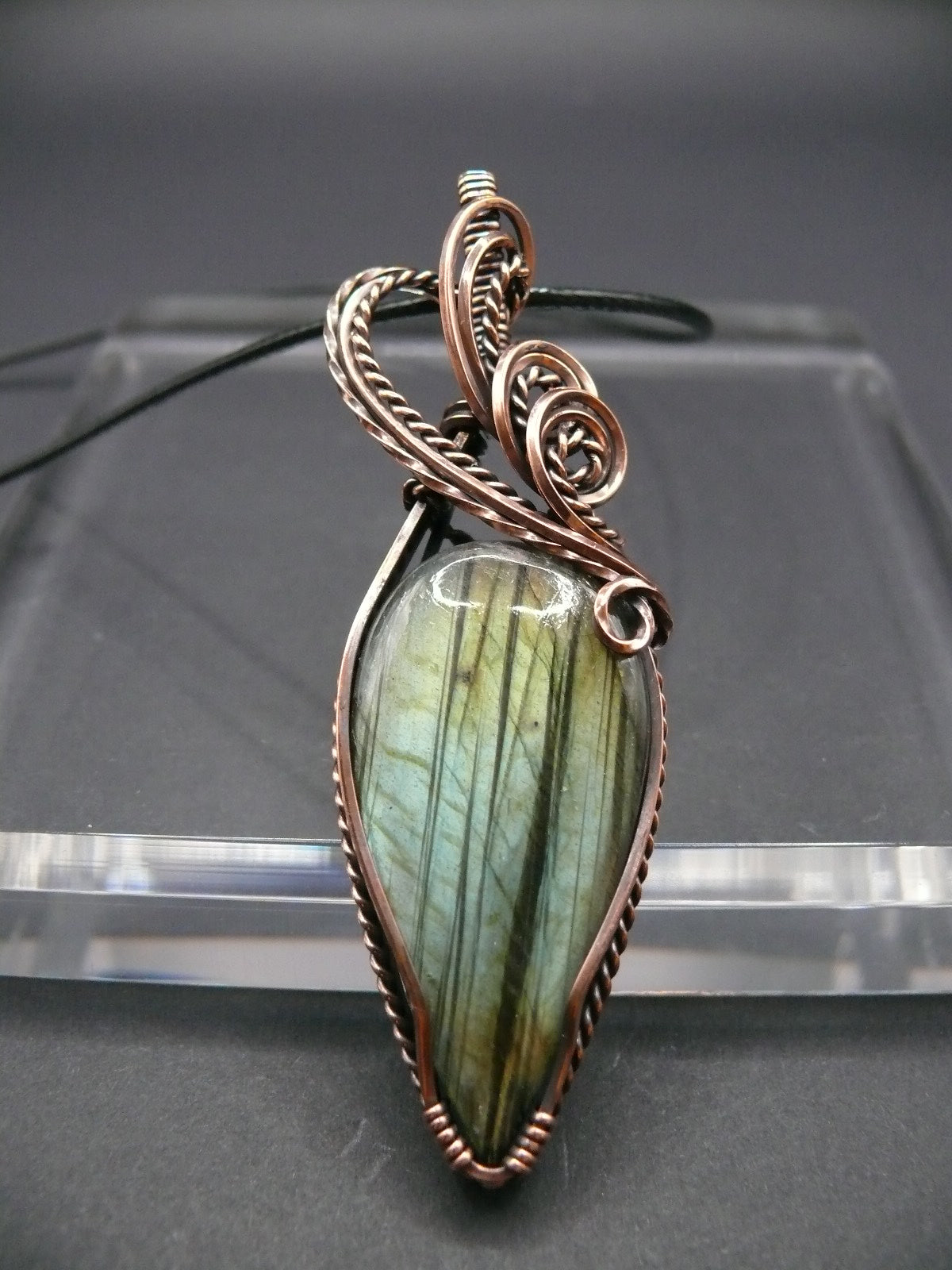 Wire wrapped large Labradorite gemstone pendant