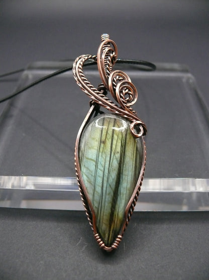 Wire wrapped large Labradorite gemstone pendant