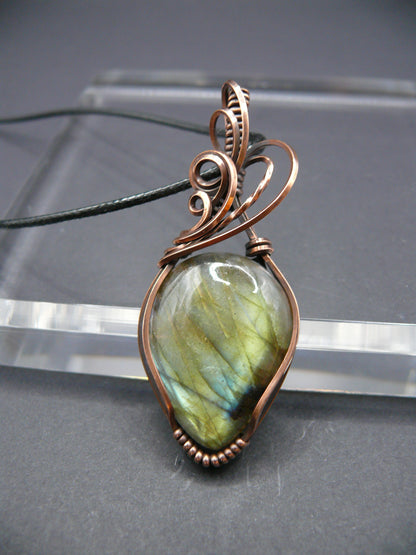 Boho style teardrop labradorite gemstone talisman