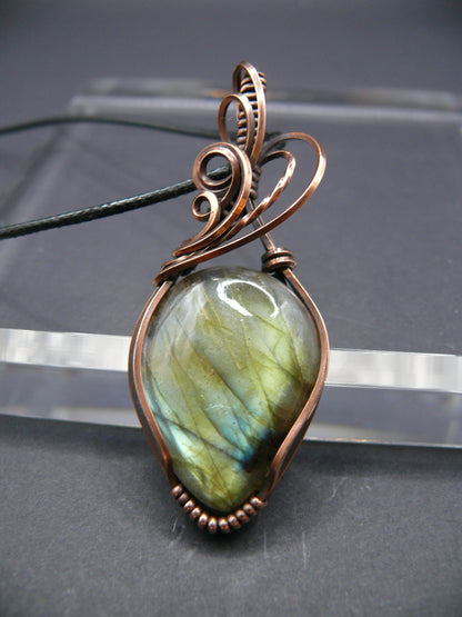 Boho style teardrop labradorite gemstone talisman