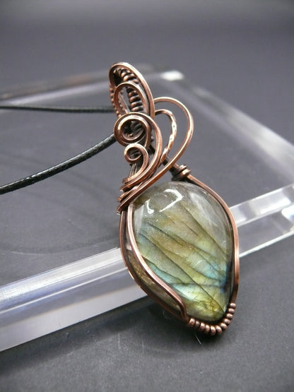 Boho style teardrop labradorite gemstone talisman