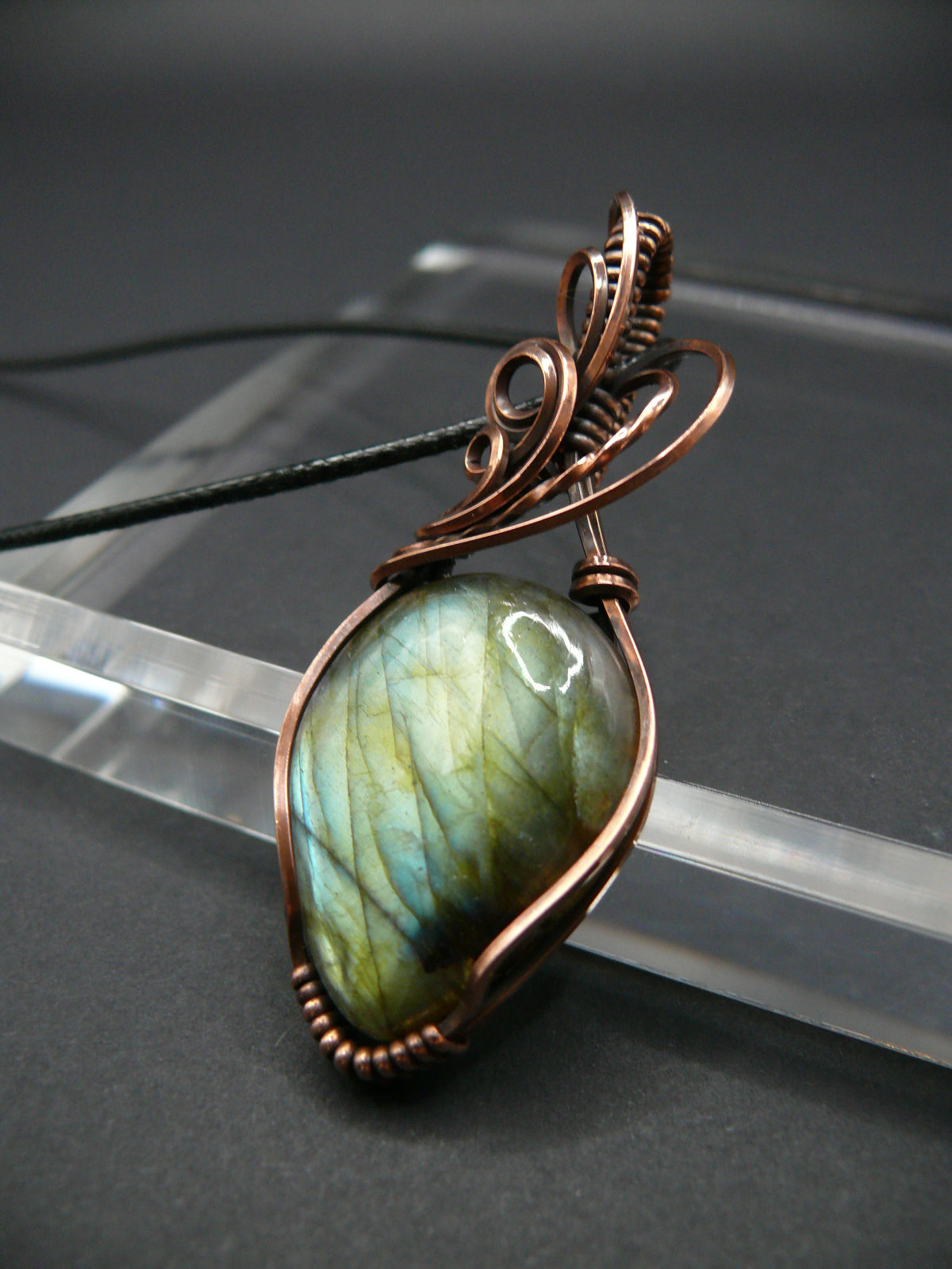 Boho style teardrop labradorite gemstone talisman