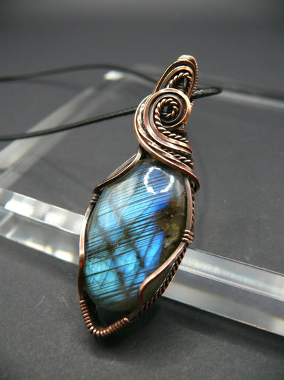 Labradorite pendant in artisan copper wrapping