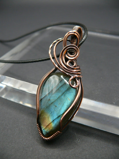 Bohemian style wire wrapped labradorite necklace