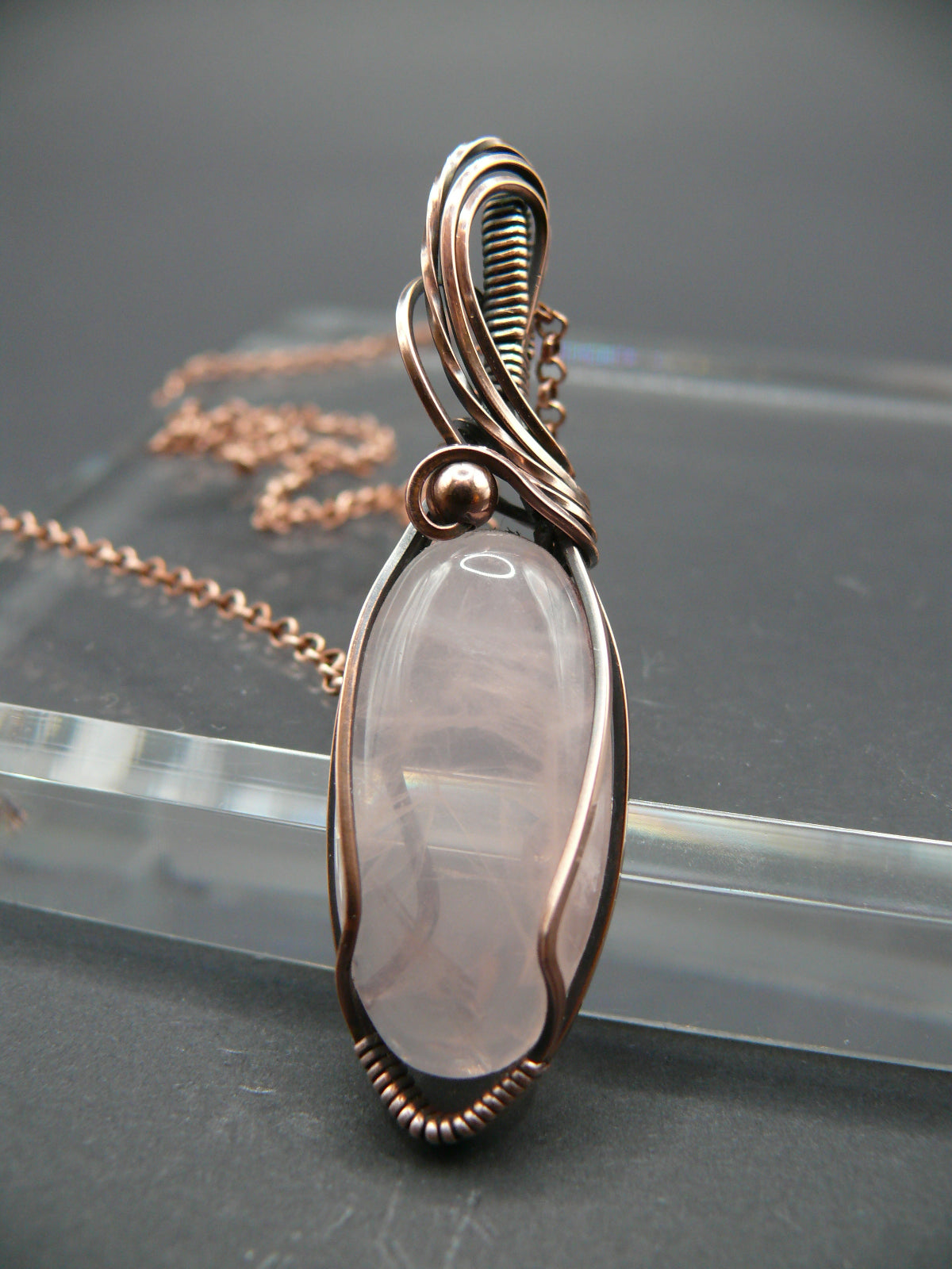 Pink rose quartz pendant